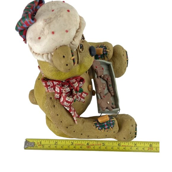 Teddy Bear Figurine Christmas Baker Cookies Bonnet Glasses Stands 7-1/2" Tall - Picture 5 of 13